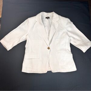 Quince 100% European Linen Structured White Blazer Size M Women’s 3/4 sleeve